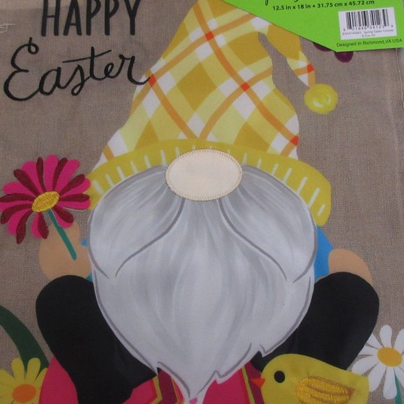 Meadow Creek Easter Spring Garden Flag Gnome Double Sided 12.5" x 18" Appliqued - Picture 5 of 5